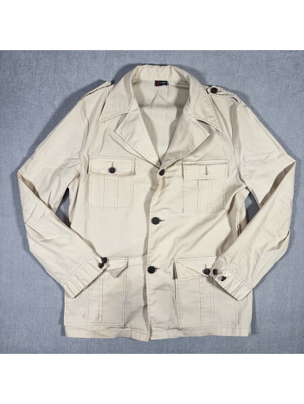 VTG 1970s McGregor Safari Coat Mens 40 Cream Cotton Chore Pocket Jacket Union